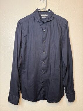 J. Lindeberg Men’s Slim Fit Dani Washed Oxford Navy Button Down Size Medium